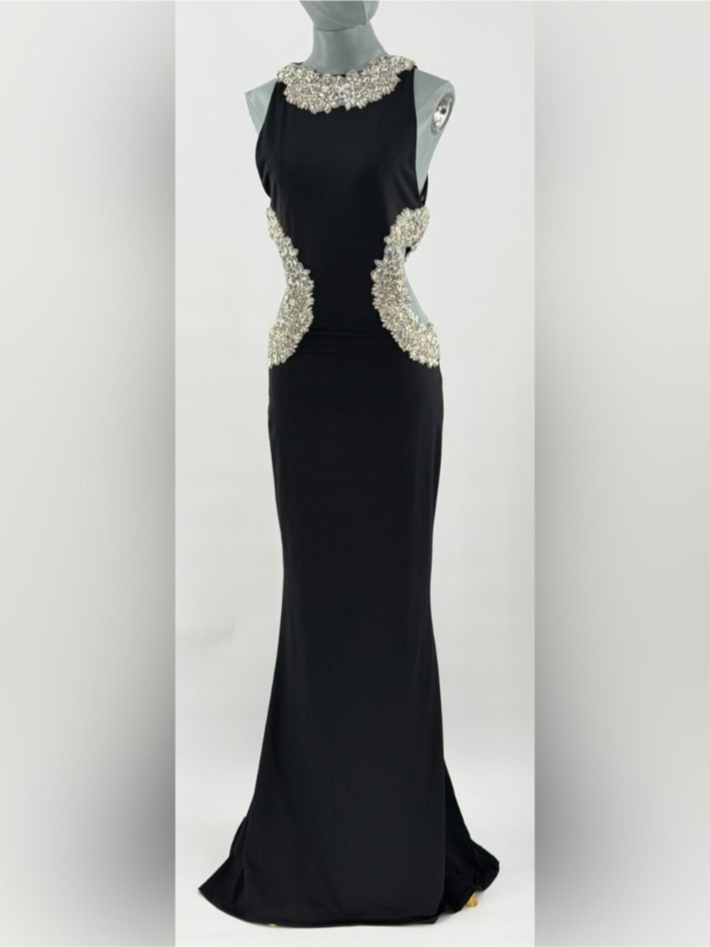 🆕 BRONX & BANCO 🧿 NWOT Camila Rhinestone Cut-Out Gown, Black - Sz L US 8 - Picture 4 of 15